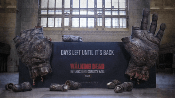 Massive zombie hands count down the day to Walking Deads return
